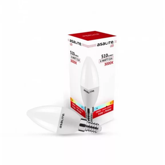 Asalite LED Izzó C37 gyertya E14 6W 3000K (510 lumen) Asalite LED Izzó C37 gyertya E14 6W 3000K (510 lumen)