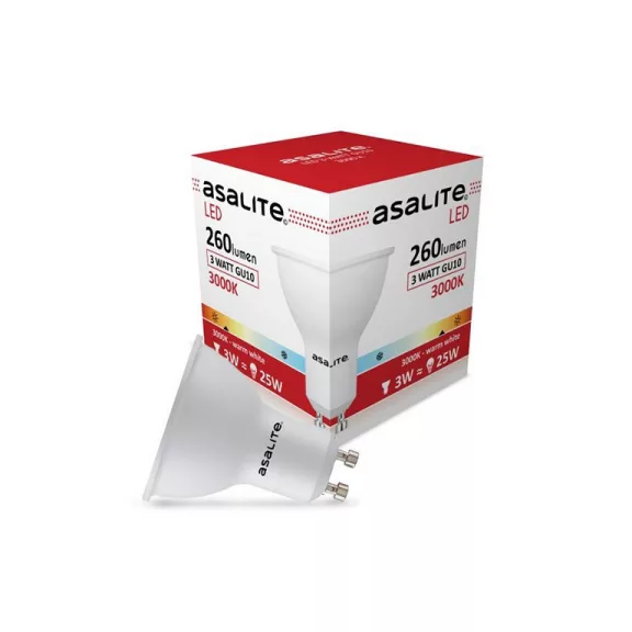 Asalite LED Izzó GU10 spot 3W 3000K (260 lumen) Asalite LED Izzó GU10 spot 3W 3000K (260 lumen)