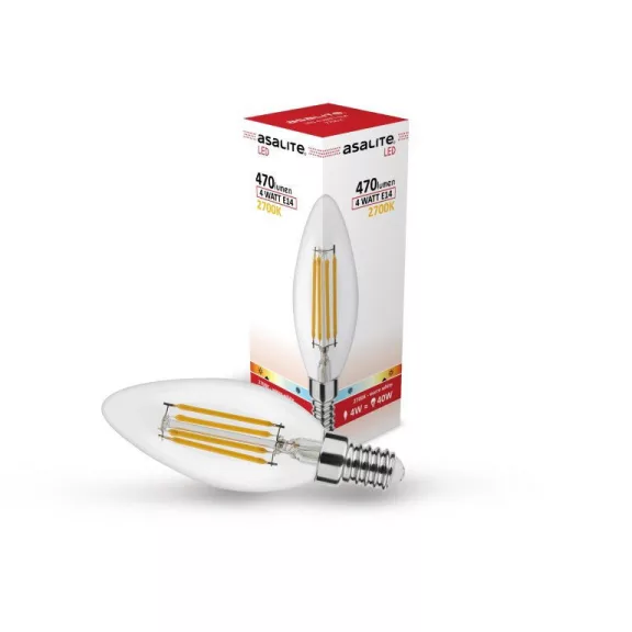 Asalite LED Izzó C35 filament gyertya E14 4W 2700K (470 lumen) Asalite LED Izzó C35 filament gyertya E14 4W 2700K (470 lumen)
