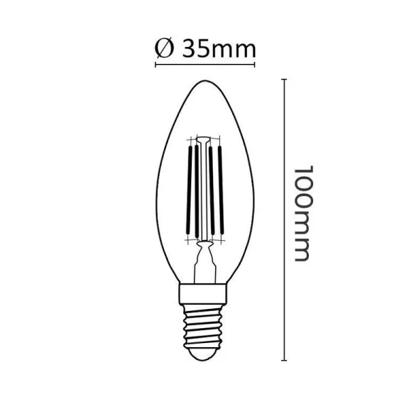 Asalite LED Izzó C35 filament gyertya E14 4W 2700K (470 lumen) Asalite LED Izzó C35 filament gyertya E14 4W 2700K (470 lumen)