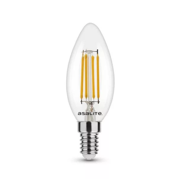 Asalite LED Izzó C35 filament gyertya E14 4W 4000K (400 lumen)