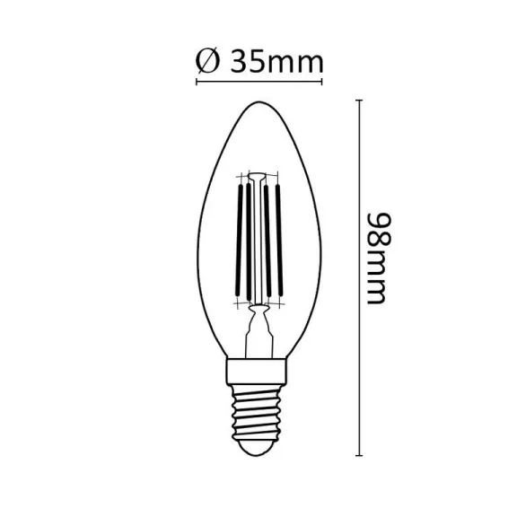 Asalite LED Izzó C35 filament gyertya E14 4W 4000K (400 lumen)