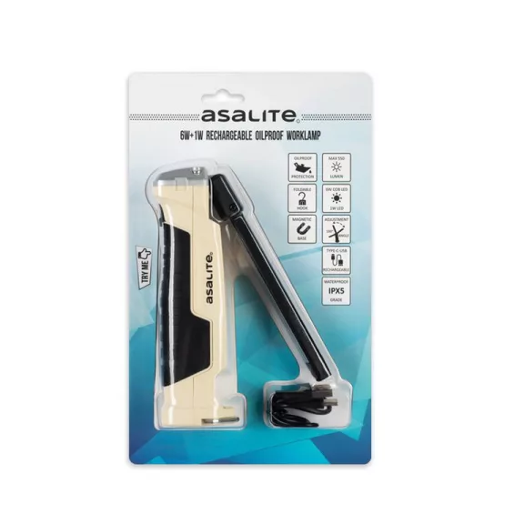 Asalite Prémium LED Akkumulátoros Olajálló Munkalámpa 6W+1W (550 lumen) Asalite Prémium LED Akkumulátoros Olajálló Munkalámpa 6W+1W (550 lumen)
