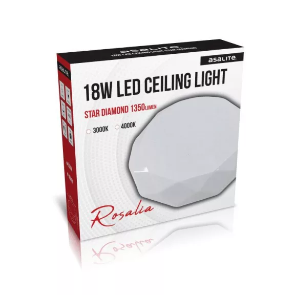 Asalite LED Mennyezeti Lámpa ROSALIA 18W 3000K (1350 lumen) Gyémánt/Csillagos Asalite LED Mennyezeti Lámpa ROSALIA 18W 3000K (1350 lumen) Gyémánt/Csillagos