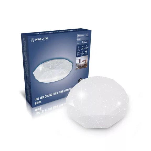 Asalite LED Mennyezeti Lámpa ROSALIA 18W 4000K (1550 lumen) Gyémánt/Csillagos