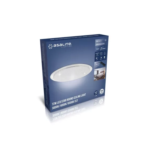 Asalite LED Mennyezeti Lámpa EMMA 72W 3000K/4000K/6500K (6120 lumen) Kerek/Csillagos + Távirányító CCT