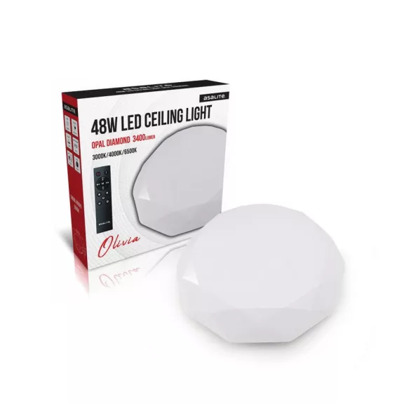 Asalite LED Mennyezeti Lámpa OLIVIA 48W 3000K/4000K/6500K (3400 lumen) Gyémánt + Távirányító CCT
