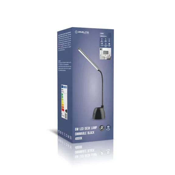 Asalite LED Asztali Lámpa Dimmerelhető 6W (480 lumen) Fekete