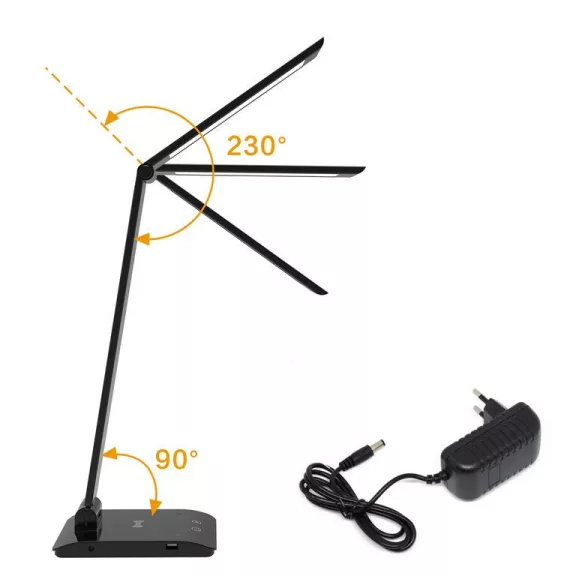 Asalite LED Asztali Lámpa Dimmerelhető 7W (450 lumen) CCT Wireless USB Fekete