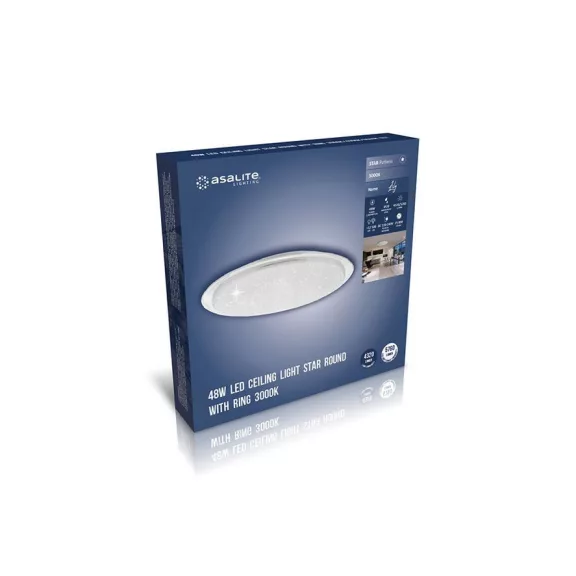 Asalite LED Mennyezeti Lámpa LILY 48W 3000K(4320 lumen) Kerek/Csillagos Gyűrűvel