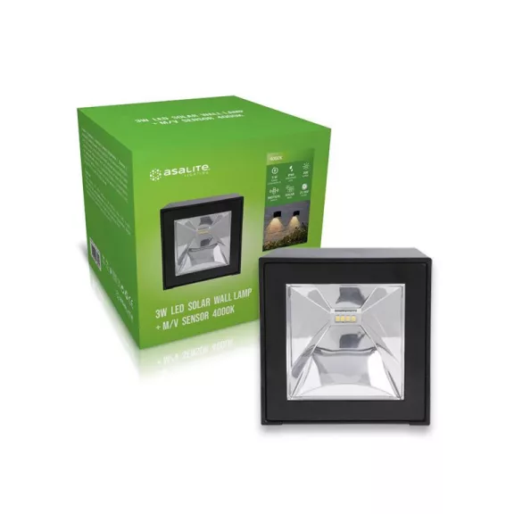 Asalite LED Napelemes Szolár Kerti Lámpa IP44 3W 4000K (200 lumen)  + Mikrohullámú Szenzor