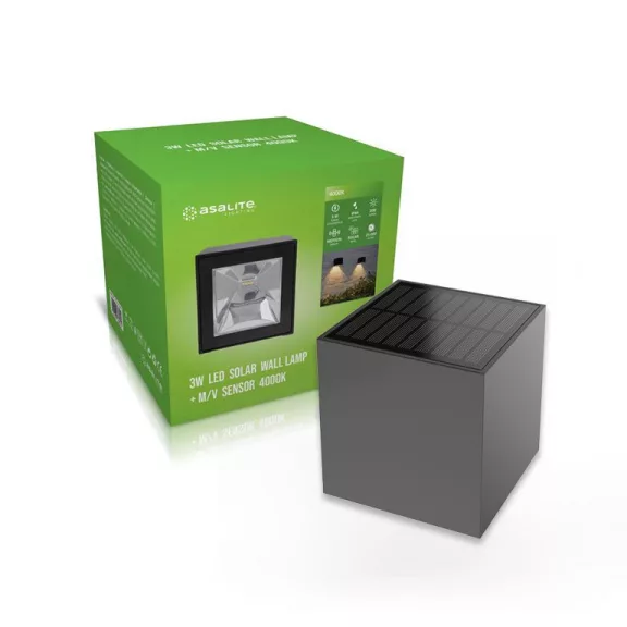 Asalite LED Napelemes Szolár Kerti Lámpa IP44 3W 4000K (200 lumen)  + Mikrohullámú Szenzor