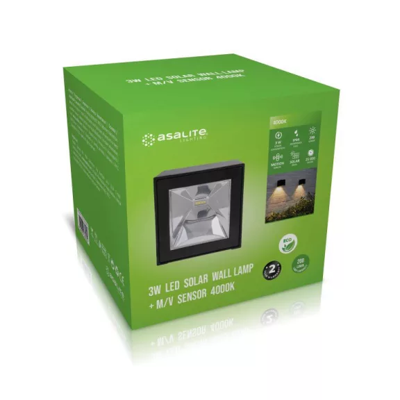 Asalite LED Napelemes Szolár Kerti Lámpa IP44 3W 4000K (200 lumen)  + Mikrohullámú Szenzor