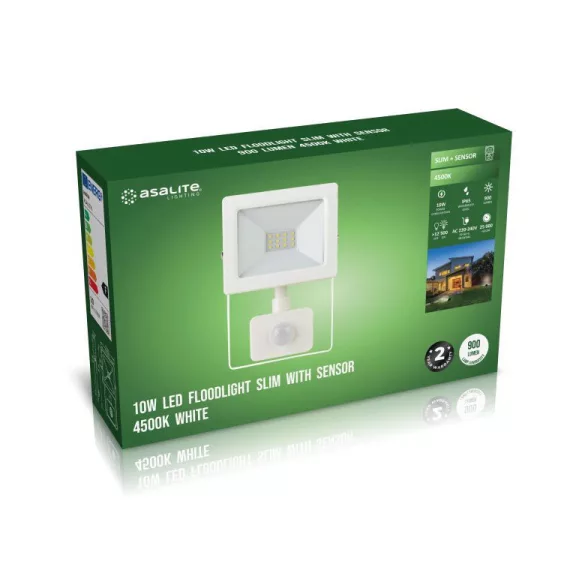Asalite LED Fehér Reflektor Slim 10W 4500K (900 lumen) + Mozgásérzékelő Szenzor Asalite LED Fehér Reflektor Slim 10W 4500K (900 lumen) + Mozgásérzékelő Szenzor
