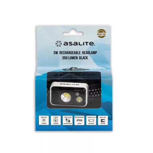 Asalite Prémium LED Akkumulátoros Fejlámpa 5W (350 lumen)