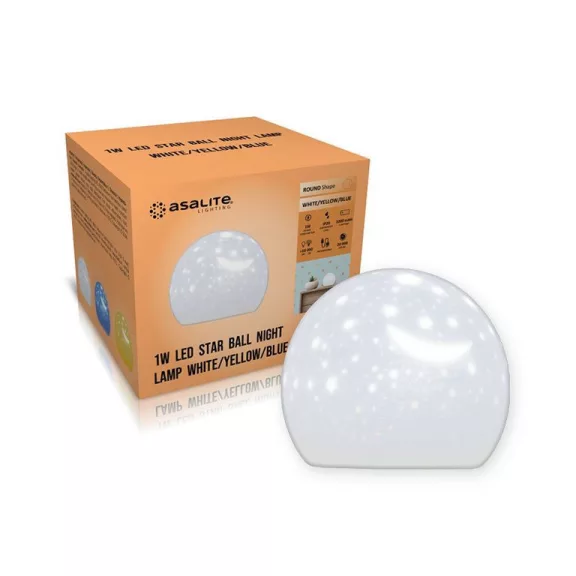Asalite LED Éjjeli Lámpa Csillagos Gömb 1W