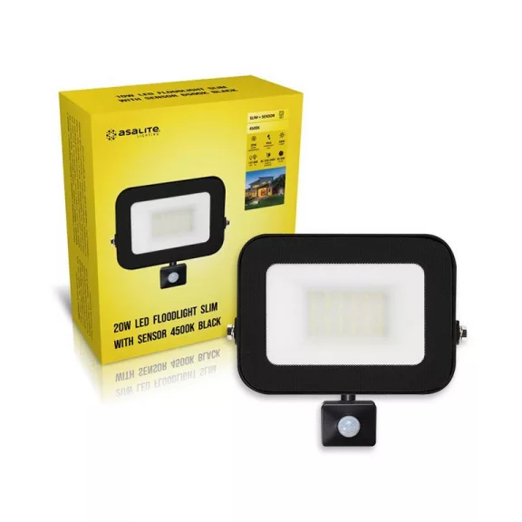 Asalite LED Reflektor Slim 20W 4500K (1800 lumen) + Mozgásérzékelő Szenzor Asalite LED Reflektor Slim 20W 4500K (1800 lumen) + Mozgásérzékelő Szenzor