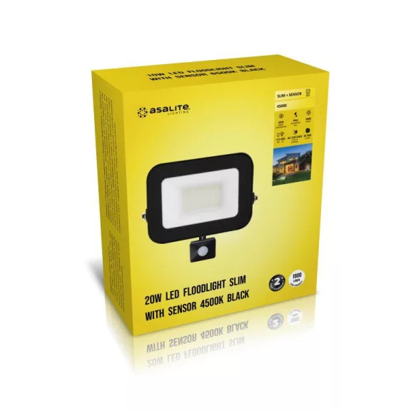 Asalite LED Reflektor Slim 20W 4500K (1800 lumen) + Mozgásérzékelő Szenzor Asalite LED Reflektor Slim 20W 4500K (1800 lumen) + Mozgásérzékelő Szenzor