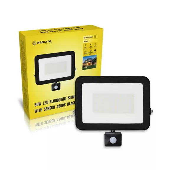 Asalite LED Reflektor Slim 50W 4500K (4500 lumen) + Mozgásérzékelő Szenzor
