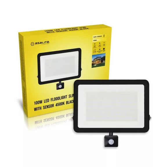 Asalite LED Reflektor Slim 100W 4500K (9000 lumen) + Mozgásérzékelő Szenzor