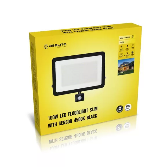 Asalite LED Reflektor Slim 100W 4500K (9000 lumen) + Mozgásérzékelő Szenzor