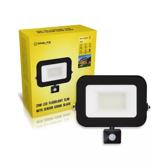 Asalite LED Reflektor Slim 20W 6500K (1800 lumen) + Mozgásérzékelő Szenzor Asalite LED Reflektor Slim 20W 6500K (1800 lumen) + Mozgásérzékelő Szenzor
