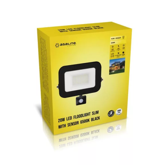 Asalite LED Reflektor Slim 20W 6500K (1800 lumen) + Mozgásérzékelő Szenzor Asalite LED Reflektor Slim 20W 6500K (1800 lumen) + Mozgásérzékelő Szenzor