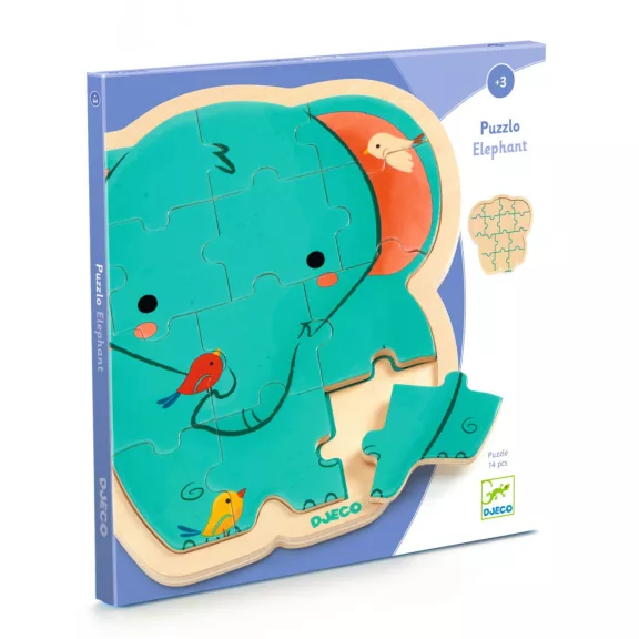 Fa puzzle - Elefánt, 14 db-os - Puzzlo Elephant Fa puzzle - Elefánt, 14 db-os - Puzzlo Elephant