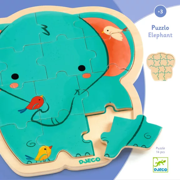 Fa puzzle - Elefánt, 14 db-os - Puzzlo Elephant Fa puzzle - Elefánt, 14 db-os - Puzzlo Elephant