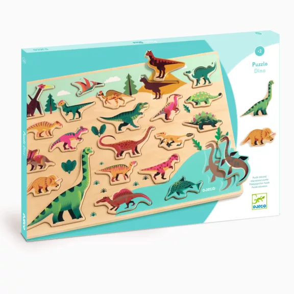 Formaillesztő, formaberakó - Színes dínók - Puzzlo Dino Formaillesztő, formaberakó - Színes dínók - Puzzlo Dino