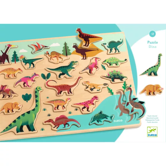 Formaillesztő, formaberakó - Színes dínók - Puzzlo Dino Formaillesztő, formaberakó - Színes dínók - Puzzlo Dino