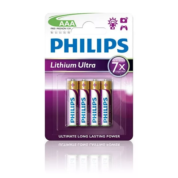 Philips Lítium Ultra Mikro Elem AAA (FR03LB4A/10) (1,5V) B4 Philips Lítium Ultra Mikro Elem AAA (FR03LB4A/10) (1,5V) B4