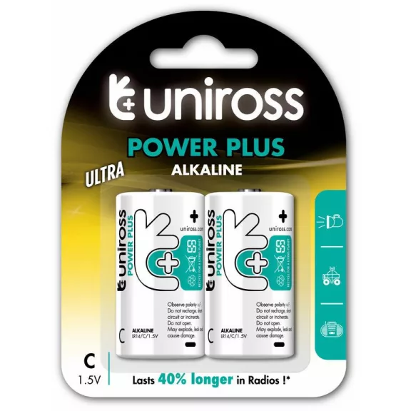 Uniross POWER PLUS Alkáli Baby Elem C (LR14) (1,5V) B2 Uniross POWER PLUS Alkáli Baby Elem C (LR14) (1,5V) B2