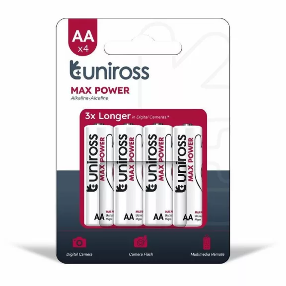 Uniross MAX POWER Alkáli Ceruza Elem AA (LR6) (1,5V) B4 Uniross MAX POWER Alkáli Ceruza Elem AA (LR6) (1,5V) B4